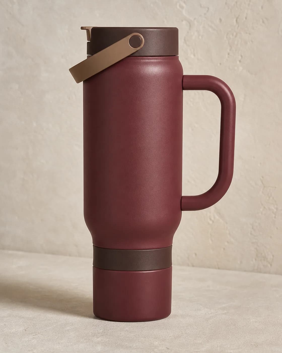 Merlot Curvey Straw Tumbler revealing its tactile powder-coated finish
