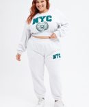 Grey Track Pants High Rise Jogger