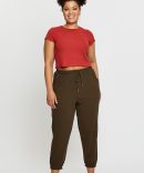 Green Track Pants High Rise Elastic Waist