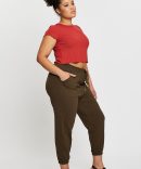 Green Track Pants High Rise Elastic Waist