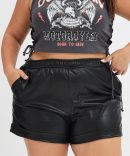 Black Faux Leather Shorts Athletic Waist