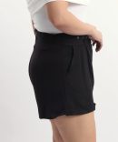 Black Belted Linen Blend Shorts