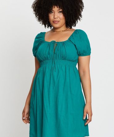 Green Short Capped Sleeve Mini Dress