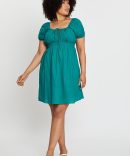 Green Short Capped Sleeve Mini Dress