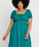 Green Short Capped Sleeve Mini Dress