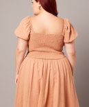 Brown Corset Puff Sleeve Mini Dress