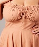Brown Corset Puff Sleeve Mini Dress