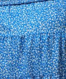 Blue Ditsy Shirred Bodice Puff Sleeve Mini Dress