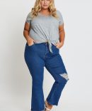 Mid Blue High Waist Flare Denim Jeans