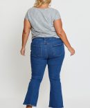 Mid Blue High Waist Flare Denim Jeans