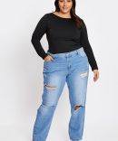 Blue High Rise Boyfriend Denim Jeans
