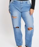 Blue High Rise Boyfriend Denim Jeans