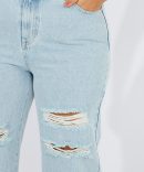 Denim Wide Leg Jeans High Rise Distressed