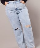 Denim Mom Jeans High Rise Distressed