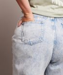 Denim Baggy Jeans High Rise Knee Distress