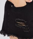 Black Relaxed Denim Shorts High Rise