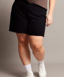 Black Longline Shorts High Rise Relaxed Fit Raw Hem