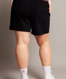 Black Longline Shorts High Rise Relaxed Fit Raw Hem