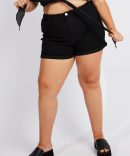 Black Mom Shorts High Rise Stretch