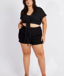 Black Mom Shorts High Rise Stretch