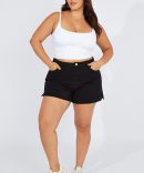 Black Relaxed Shorts Mid Rise