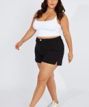 Black Relaxed Shorts Mid Rise