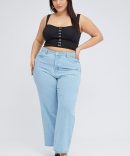 Black Stretch Corset Top Hook And Eye Front Cropped