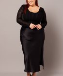 Black Lace Top Long Sleeve Square Neck Corset
