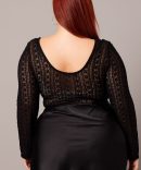 Black Lace Top Long Sleeve Square Neck Corset