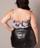 Multi Floral Corset Top Sleeveless Scoop Neck Mesh