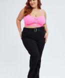 Pink Corset Top Mesh Lace With Suspender Detail Straps