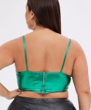 Green Corset Top Shiny Stretch