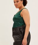 Green Corset Top Sleeveless Satin Look Jersey