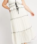 White Tier Contrast Tie Maxi Skirt
