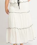 White Tier Contrast Tie Maxi Skirt