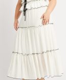 White Tier Contrast Tie Maxi Skirt