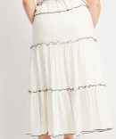 White Tier Contrast Tie Maxi Skirt