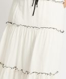 White Tier Contrast Tie Maxi Skirt