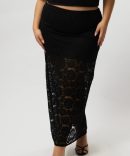 Black Stretch Lace Maxi Skirt
