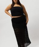 Black Stretch Lace Maxi Skirt