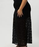 Black Stretch Lace Maxi Skirt