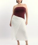 White Stretch Lace Wrap Maxi Skirt