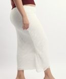 White Stretch Lace Wrap Maxi Skirt