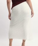 White Stretch Lace Wrap Maxi Skirt