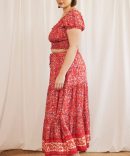 Red Boho Maxi Skirt Tiered