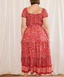 Red Boho Maxi Skirt Tiered