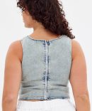 Denim Corset Sleeveless Scoop Neck Stretch Boneless