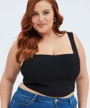 Black Corset Top Sleeveless Crop