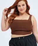 Brown Corset Top Sleeveless Crop