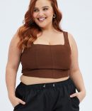 Brown Corset Top Sleeveless Crop
